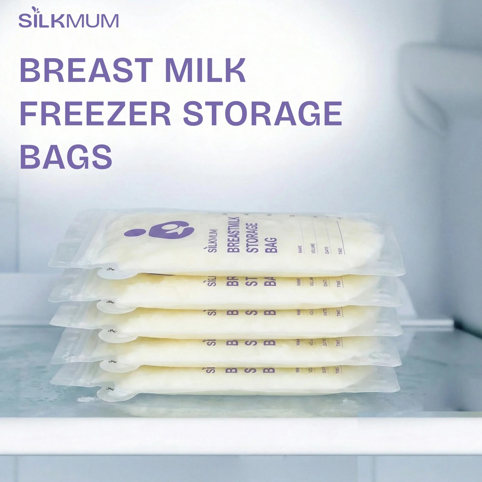 Silkmum Breastmilk Storage Bags: Pre-Sterilized, Leak-Proof Double Seal, BPA-Free, Self-Standing & Freezer Safe - Silkmum