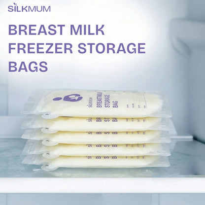 Silkmum Breastmilk Storage Bags: Pre-Sterilized, Leak-Proof Double Seal, BPA-Free, Self-Standing & Freezer Safe - Silkmum