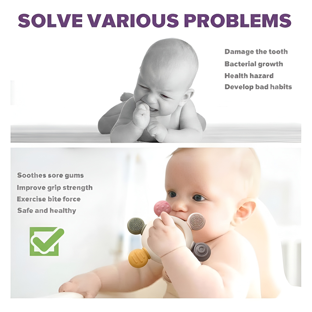 Silkmum Organic Baby Teether – BPA Free Silicone + Natural Wood