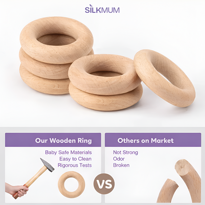 Silkmum Organic Baby Teether – BPA Free Silicone + Natural Wood