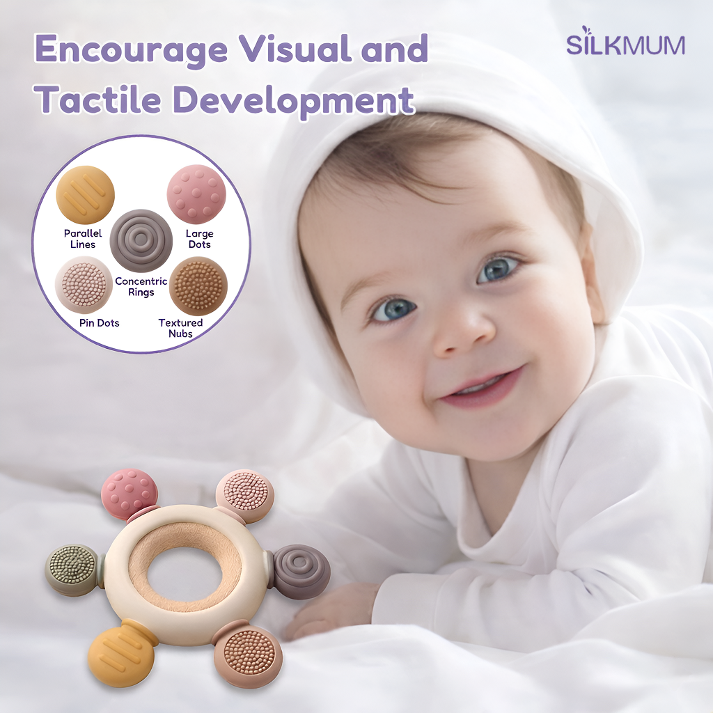 Silkmum Organic Baby Teether – BPA Free Silicone + Natural Wood